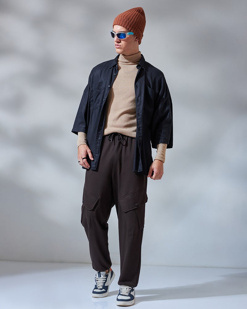 bewakoof Men's Brown Super Loose Fit Cargo Warm Joggers - Image 5